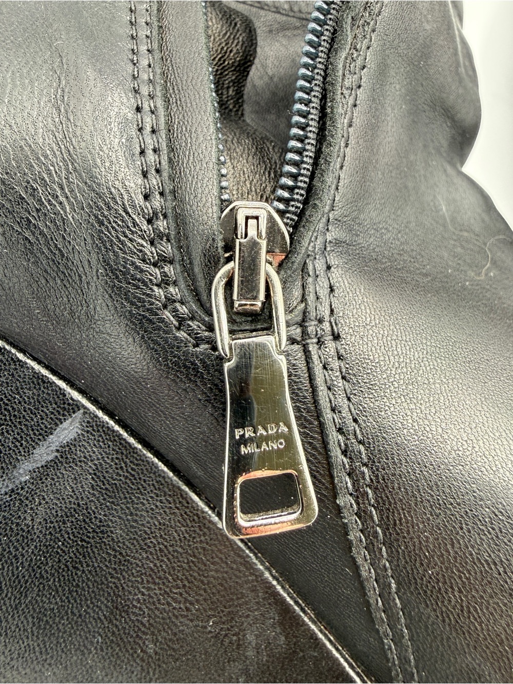*Authentic* Prada Sport Black Leather Wedge Boots Knee High Quiet Luxury 39 - Picture 10 of 16